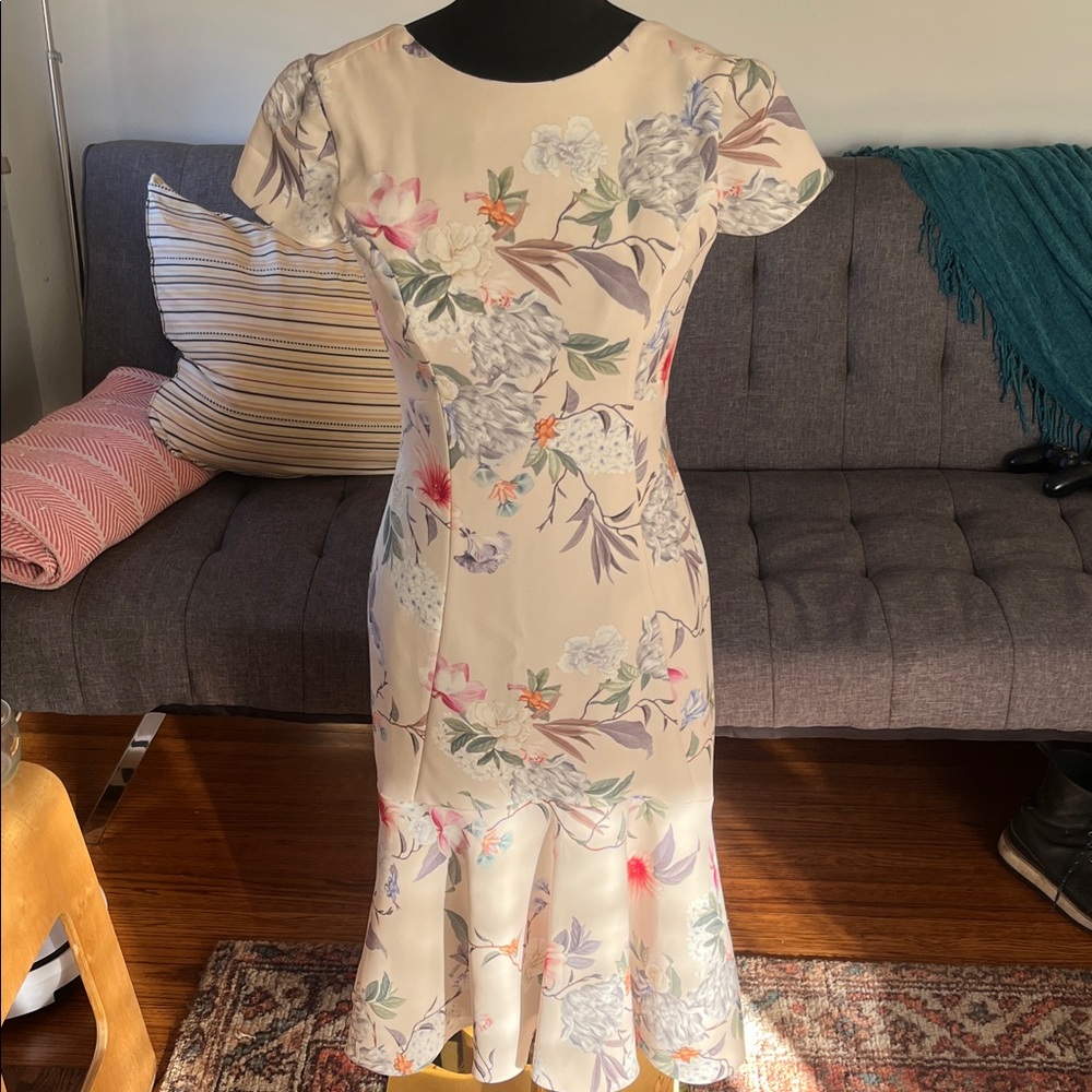 New Without Tags Amanda Uprichard Cream Floral Midi Dress Size Small